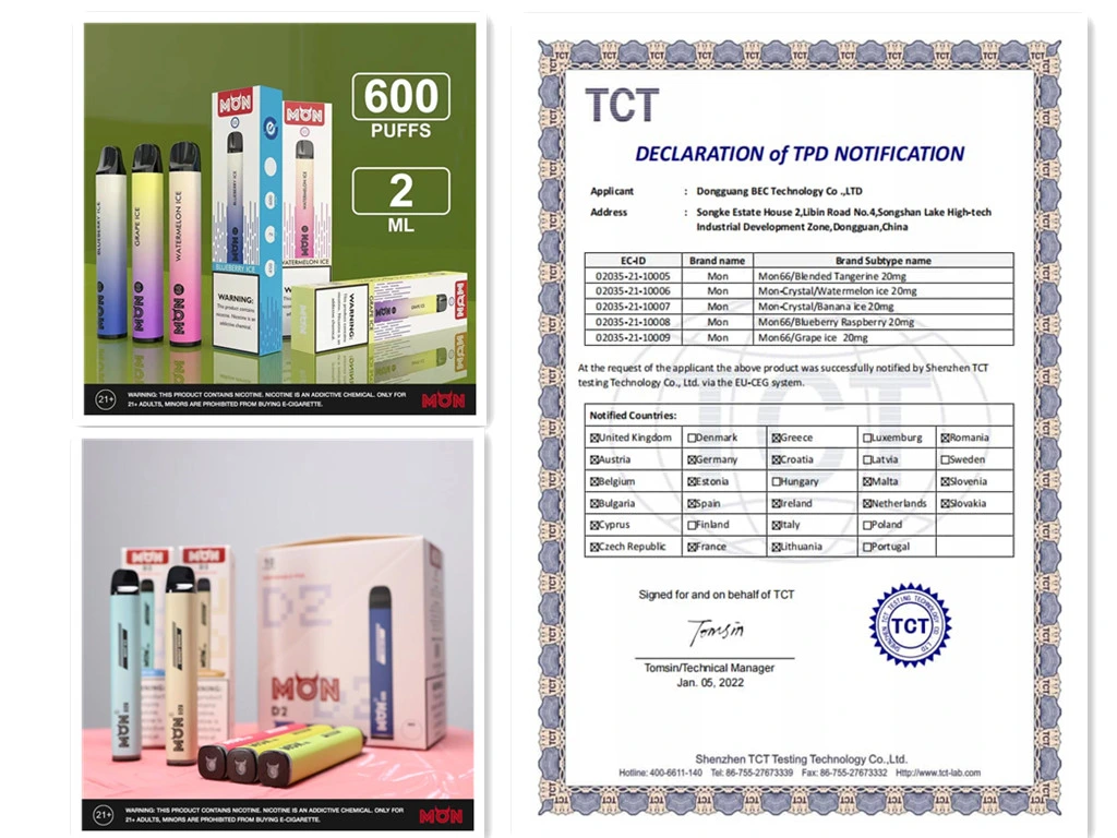 OEM/ODM Disposable Pod Vape Factory 600puffs//3000puffs/5000puffs/8000puffs/10000 Puffs/15000puffs. with Tpd Mhra CE RoHS Pmta Dgm Certificate/Monvaper