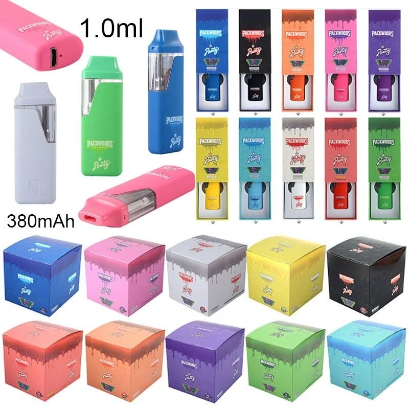 10 Flavors Packwoods X Runtz Runty Disposable Vape Pens Rechargeable 380mAh Battery 1ml 1000mg Empty Pods Thick Oil Cartridges Carts Vape with Retail Box