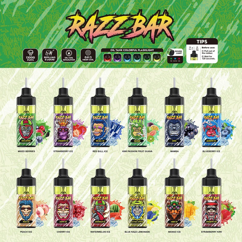 2024 Razz Bar Vapers Rechargeable Pod 12000 Puffs Mesh Coil Vaper Pods Desechables