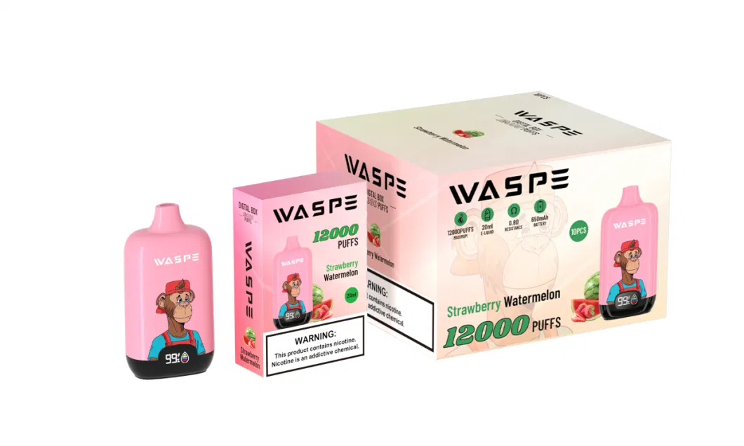 Wholesale Smart Display Cheap Disposable Waspe 12000puffs 0/20/30/50mg Nicotine Vape Pen