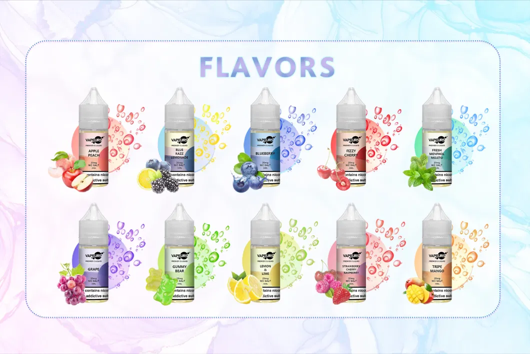 E Liquid for Disposable Vaporizer Cigarette Vapeurs 30ml 50mg Fruit Mixed Flavors E Liquid for Cartridges