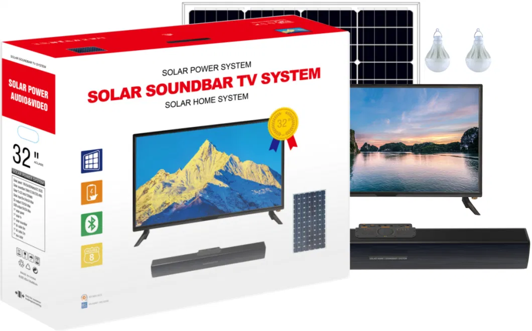 Pcv Solar Soundbar TV System Solar off-Grid System Portable Power Station for TV+Fan+Lights with USB Phone Charging Interface