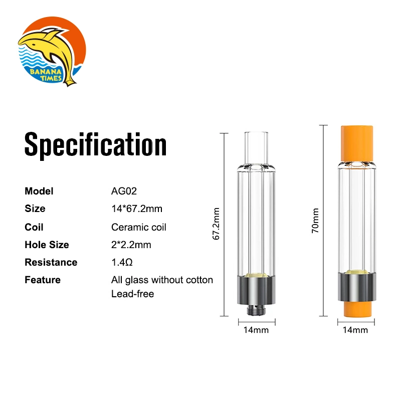 Spain UK Custom Packwood 0.5ml 1ml Hhc Empty Vape Vaporizer 2ml Glass Oil Tank Disposable Vape 510 Thread Cartridges for Live Resin/Rosin