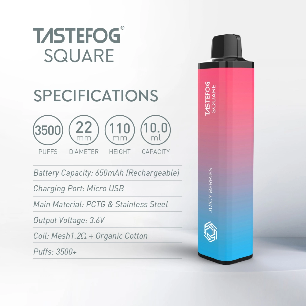 Tastefog Wholesale Mesh Coil Square 3500puffs Electronic E-Cigarette Disposable Vape 5% Nic