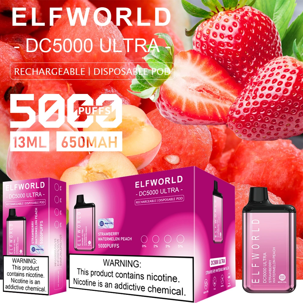 Elf World DC5000 Ultra Disposable Vape Pod Electric Cigarettes 800 Lux Fast Delivery Customized 6000 Puffs Fast Delivery Customized 6000 Puffs