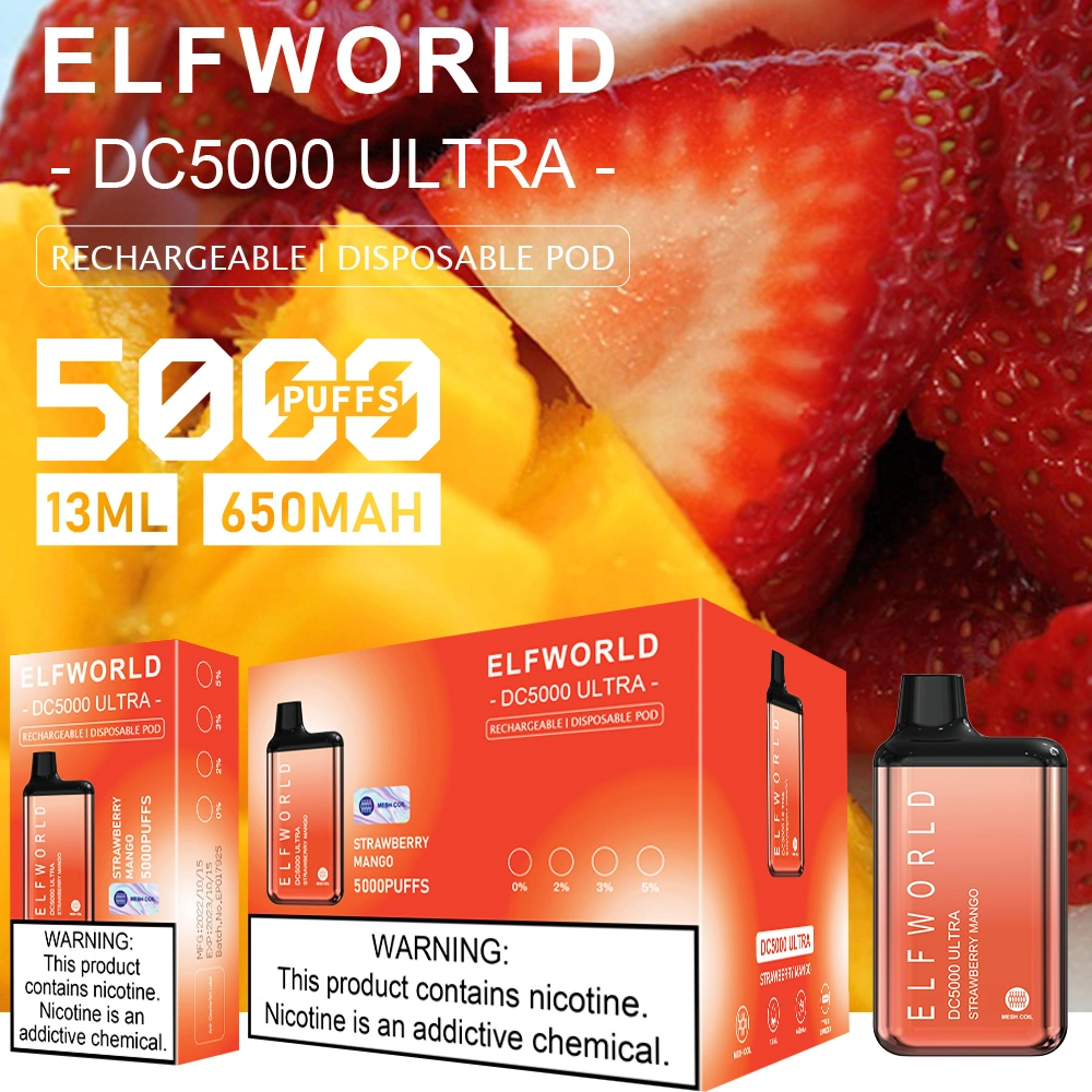 Elf World DC5000 Ultra Disposable Vape Pod Electric Cigarettes 800 Lux Fast Delivery Customized 6000 Puffs Fast Delivery Customized 6000 Puffs