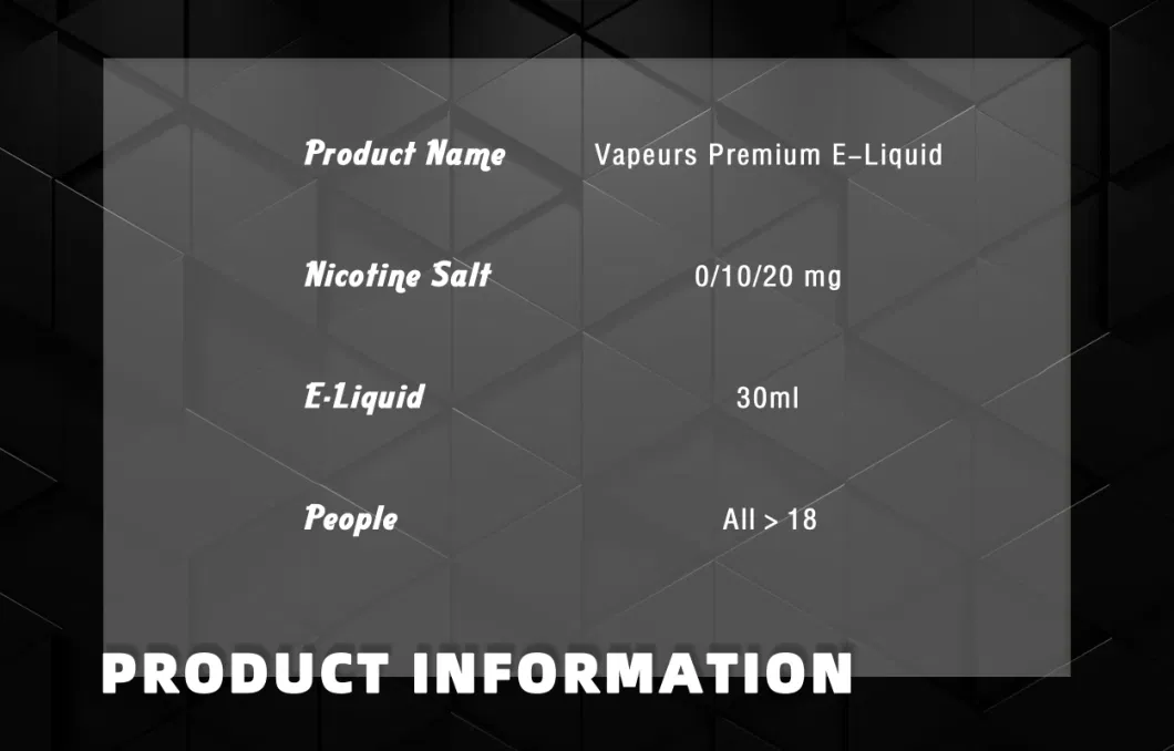 Electronic Cigarette E-Liquid Vape Juice OEM ODM Vape E-Juice for Shisha Hookah