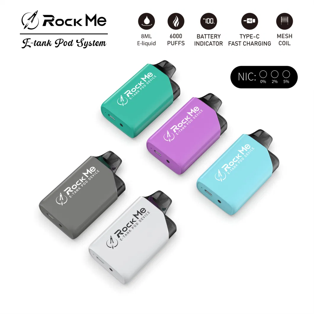 High Quality Atomizer Rock Me E-Tank Device Pod System 600mAh Battery Rechargeable Vaporizer