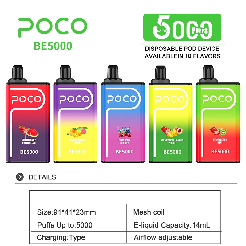 Poco Be5000 Puff EU Warehouse Zbood 5000c Fresor Juicy Recharge Ty105 E-Zigarette Dispsoable Vape