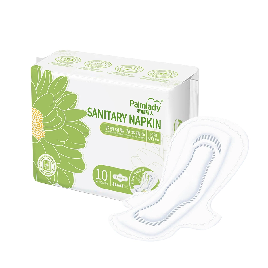 Palmlady Ultra Thin Women Sanitary Napkin Cotton Sanitary Napkin Day Use 245mm