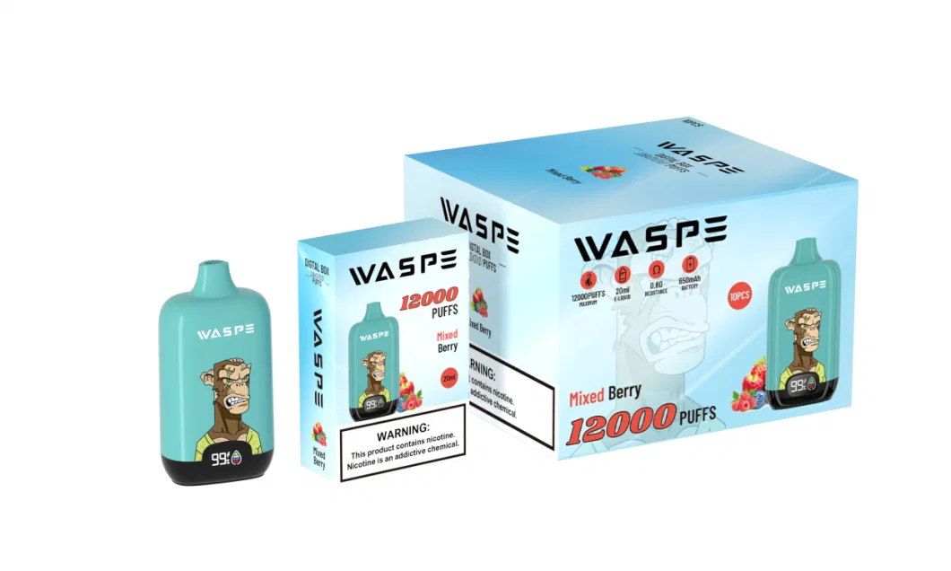 Wholesale Smart Display Cheap Disposable Waspe 12000puffs 0/20/30/50mg Nicotine Vape Pen