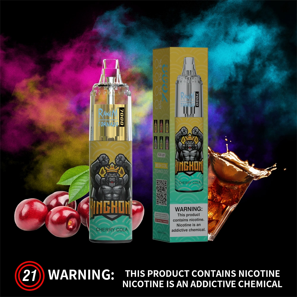 56 Regular Flavors Original Randm Tornado 7000 Puffs Disposable Vape Pen 2% &amp; 5% Flashing RGB Tank Design 850mAh Type-C Rechargeable Disposable Mini E-Cigarette