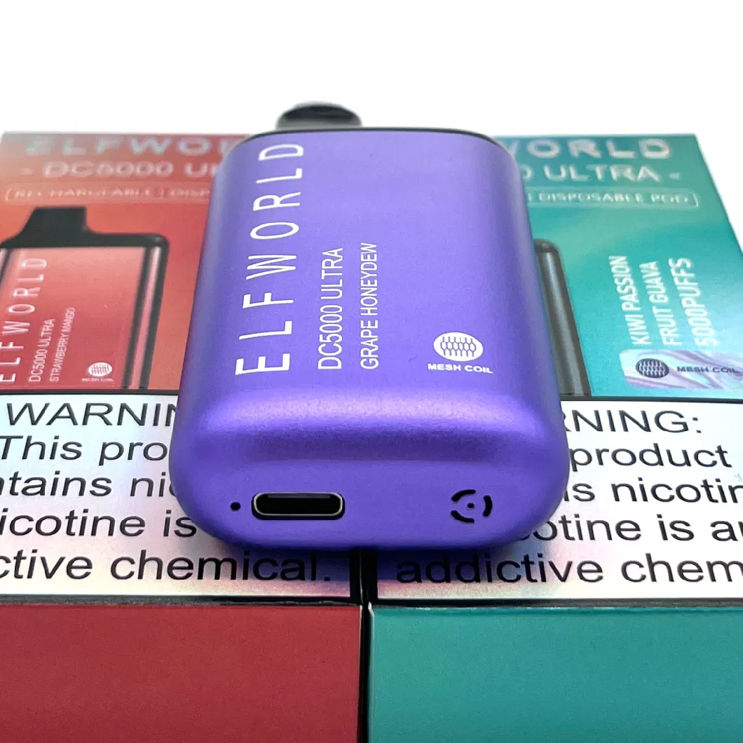 Elfworld DC5000 Bc5000 Mr5000 Puffs Disposable Pod Kit E Cigarette with Rechargeable 600mAh Battery 13ml Prefilled Carts Vape Pen Vs Mrvi Bar Factory