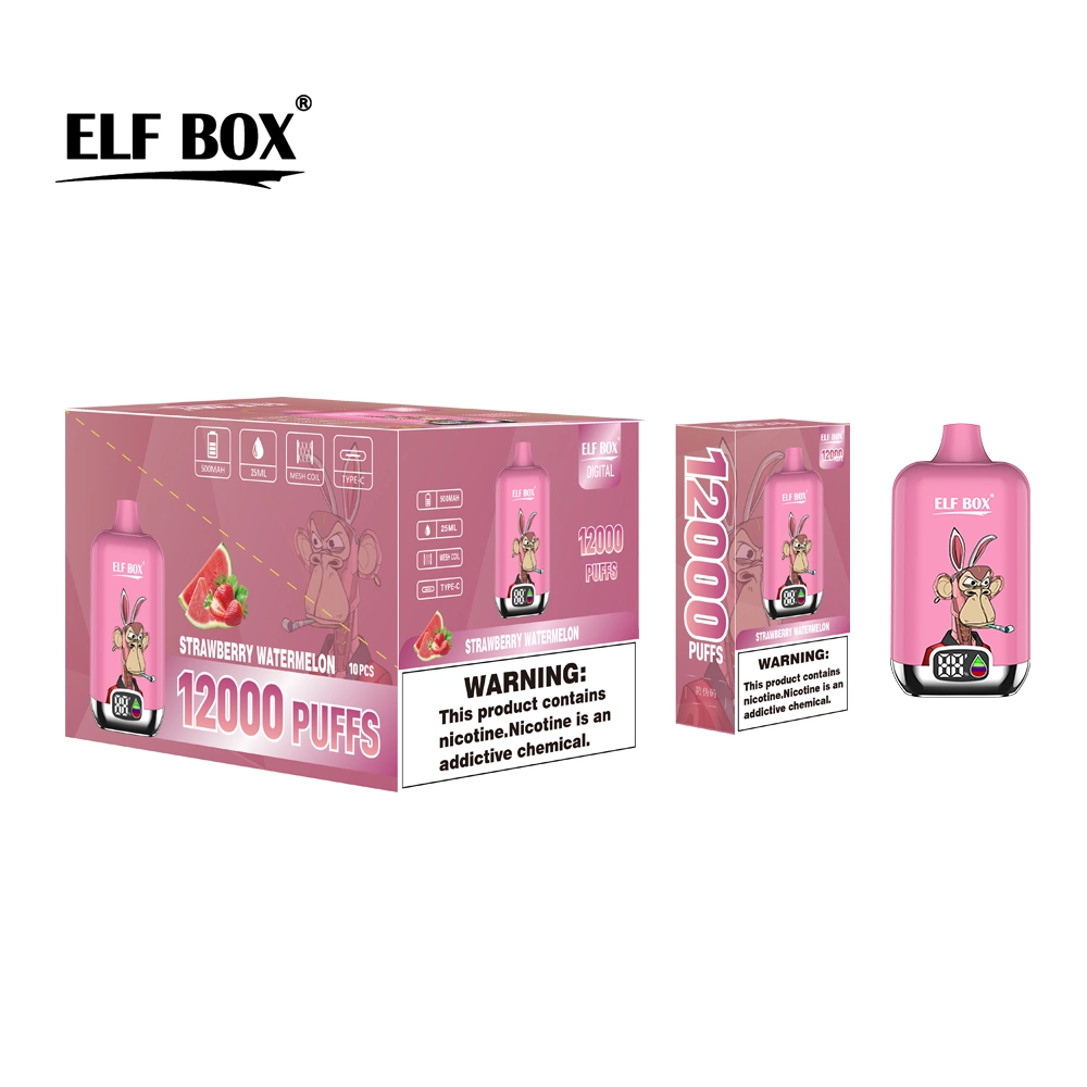 China Top Disposable Vape Bar Elf Box Digital 12000 Puffs Rechargeable Battery 500mAh Electronic Cigarette