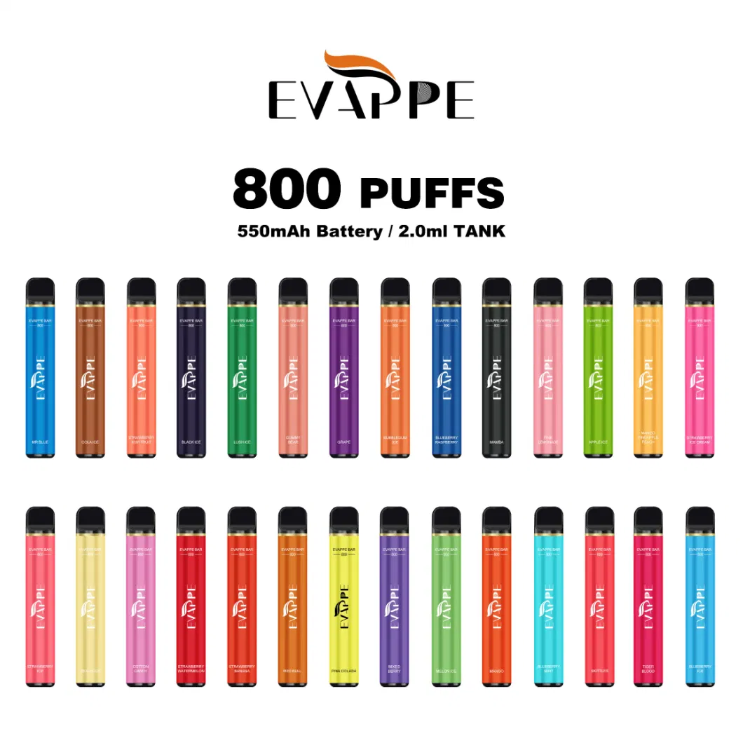 Original Evappe Bar 800 Puffs Desechable Vape Pen Precio De F&aacute; Brica Venta Al Por Mayor Buena Calidad