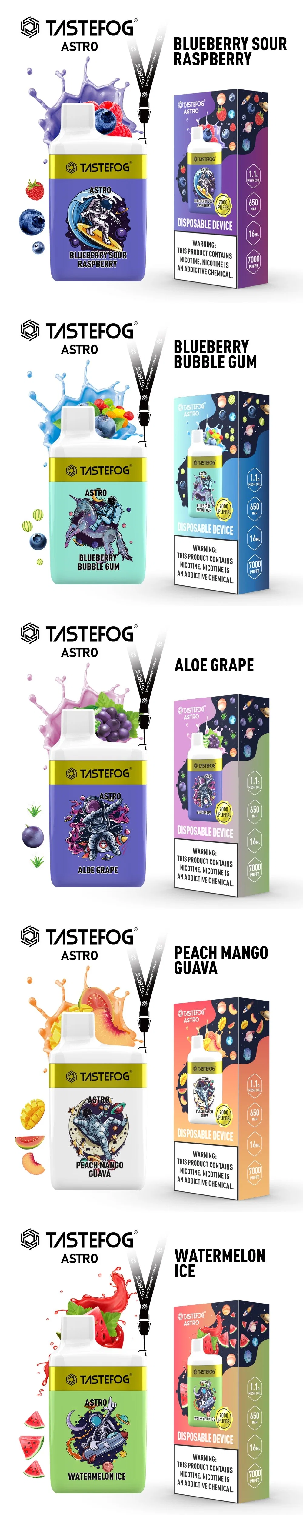 Wholesale Best Price Tastefog Astro 7000 Puffs 2% 5% Nicotine Rechargeable Disposable Vape Pod