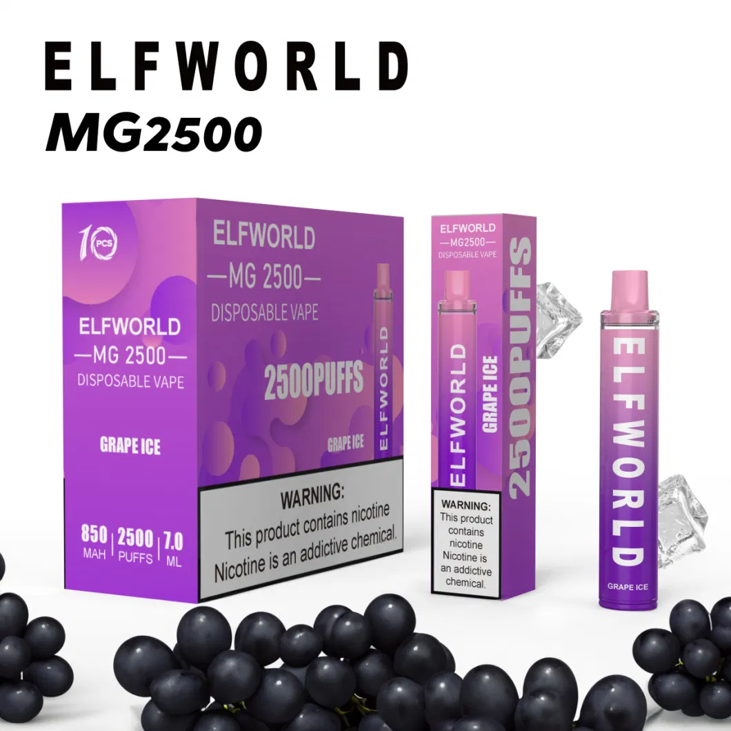 Original Elfworld Mg 2500 E Cigarette Unrechargeable RM Puffs Disposable E Cigarette Vape Crystal Legend Elf World Puff Bar Puff Plus Ultra