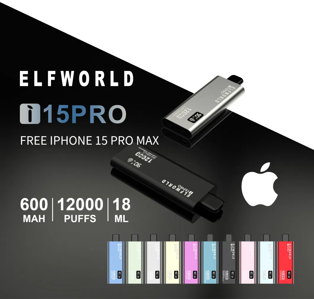 Super Slim Elfworld I15 PRO 12000 Puffs Disposable Vape Long-Lasting Flavor Ultra Thin E-Cig Elf World Puff Vape Pen OEM I15 Apple 1000 Puffs 85000 Puffs 7000