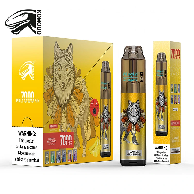 Magic Dragon Disposable Vapes 7000 Puffs Nicotine 6 Colors RGB Light Tobacco License Company