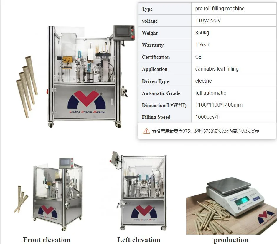 Joint Pre Roll Cone Filling Machine Electric Cigarette Rolling Cigarette Machine