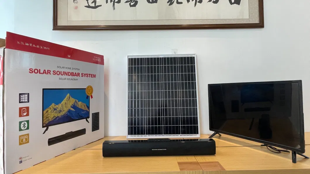 Pcv Solar Soundbar TV System Solar off-Grid System Portable Power Station for TV+Fan+Lights with USB Phone Charging Interface