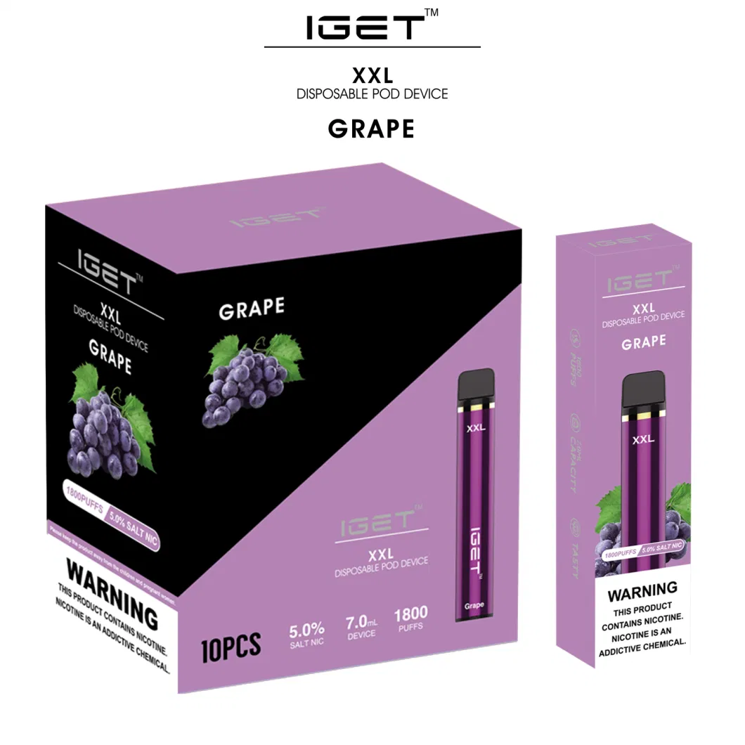 Wholesale Iget XXL Vape Pen 22 Flavors 1800 Large Puffs Disposable Hot Sale Ecigarette Vaporizer Pod Starter Kit