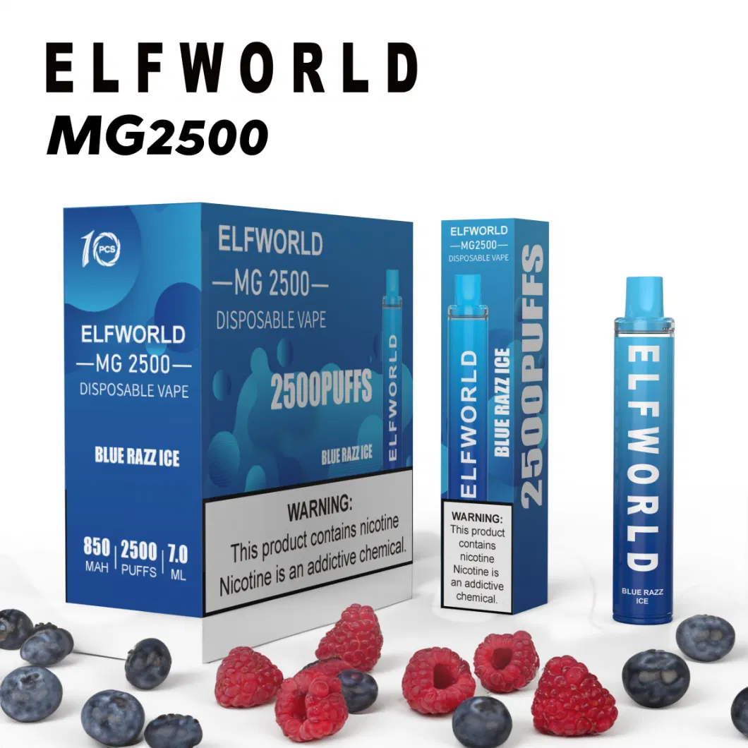 Original Elfworld Mg 2500 E Cigarette Unrechargeable RM Puffs Disposable E Cigarette Vape Crystal Legend Elf World Puff Bar Puff Plus Ultra