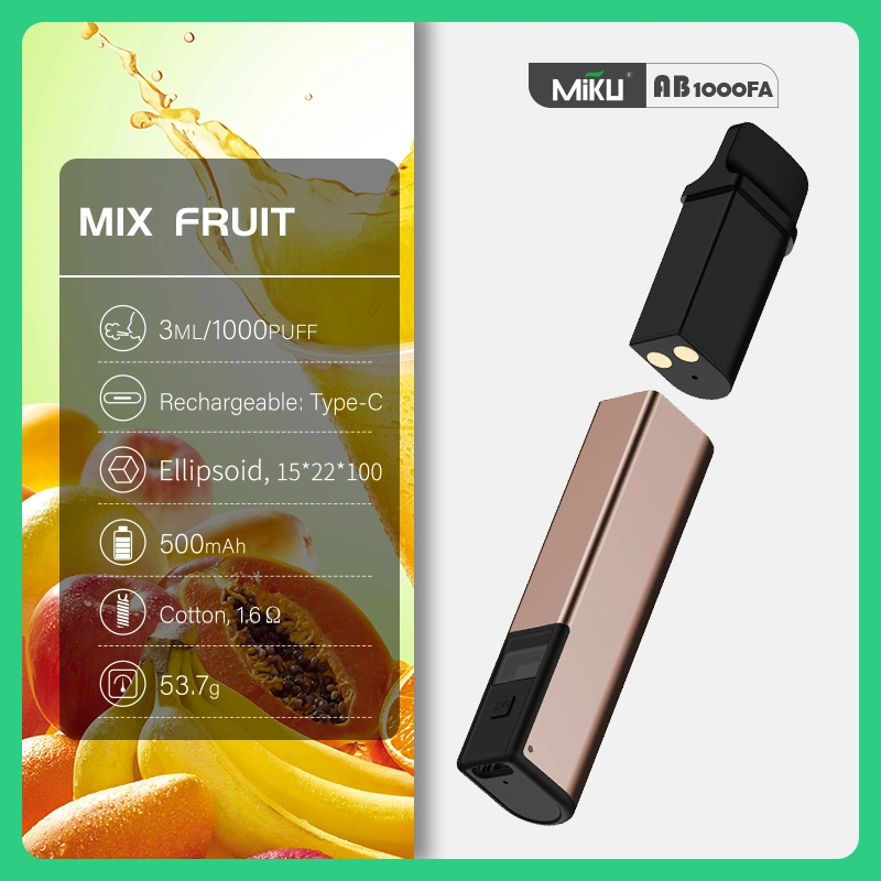 Miku 1000puffs Rechargeable Disposable Vape Longest Lasting Mesh Coil