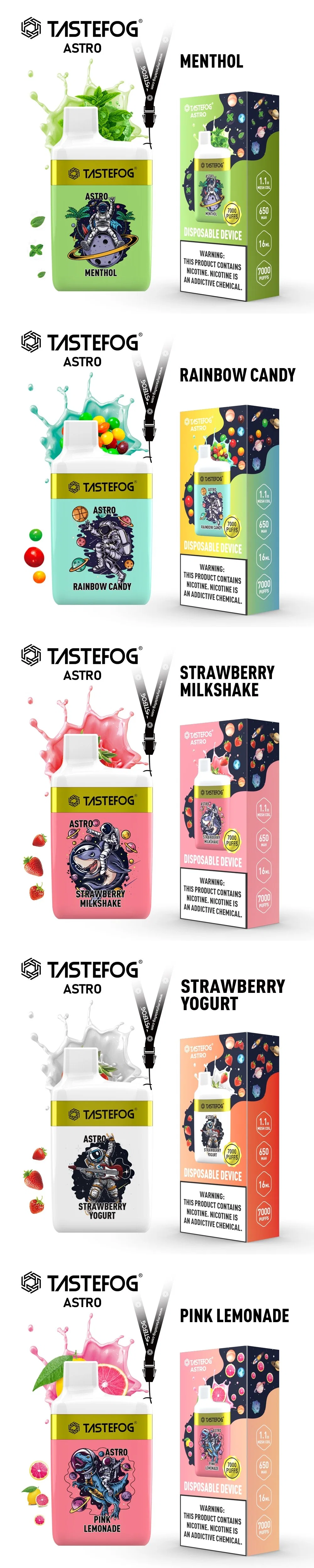 Wholesale Best Price Tastefog Astro 7000 Puffs 2% 5% Nicotine Rechargeable Disposable Vape Pod