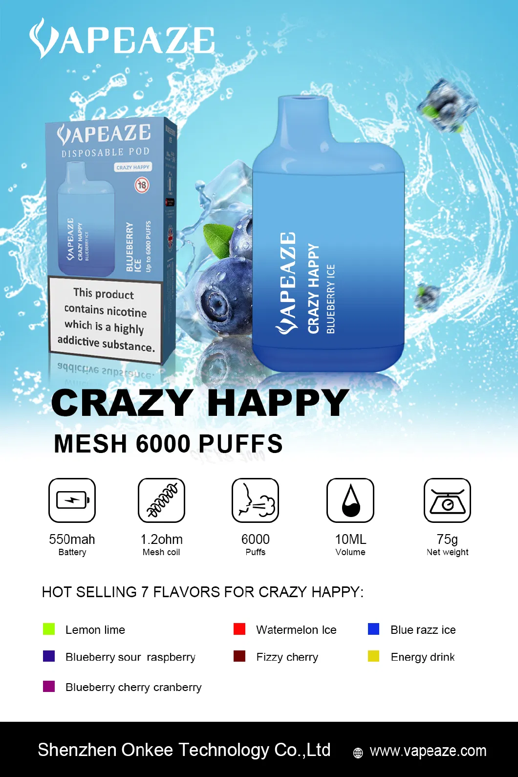 Wholesale Vapeaze Custom Vaporizer Bars Crazy Happy Bc5000 Elf Ultra Puff Pen Amazon Runfree E Cigarette Shipping Cheap 5000/6000 Puff