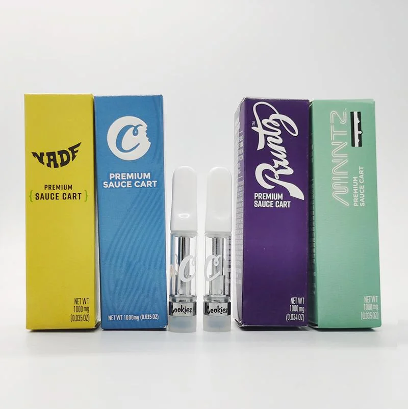 New Cookies Vape Cartridge Cart 0.8ml 1.0ml Pyrex Glass Tank Ceramic Coil 510 Thread Thick Oil Cart