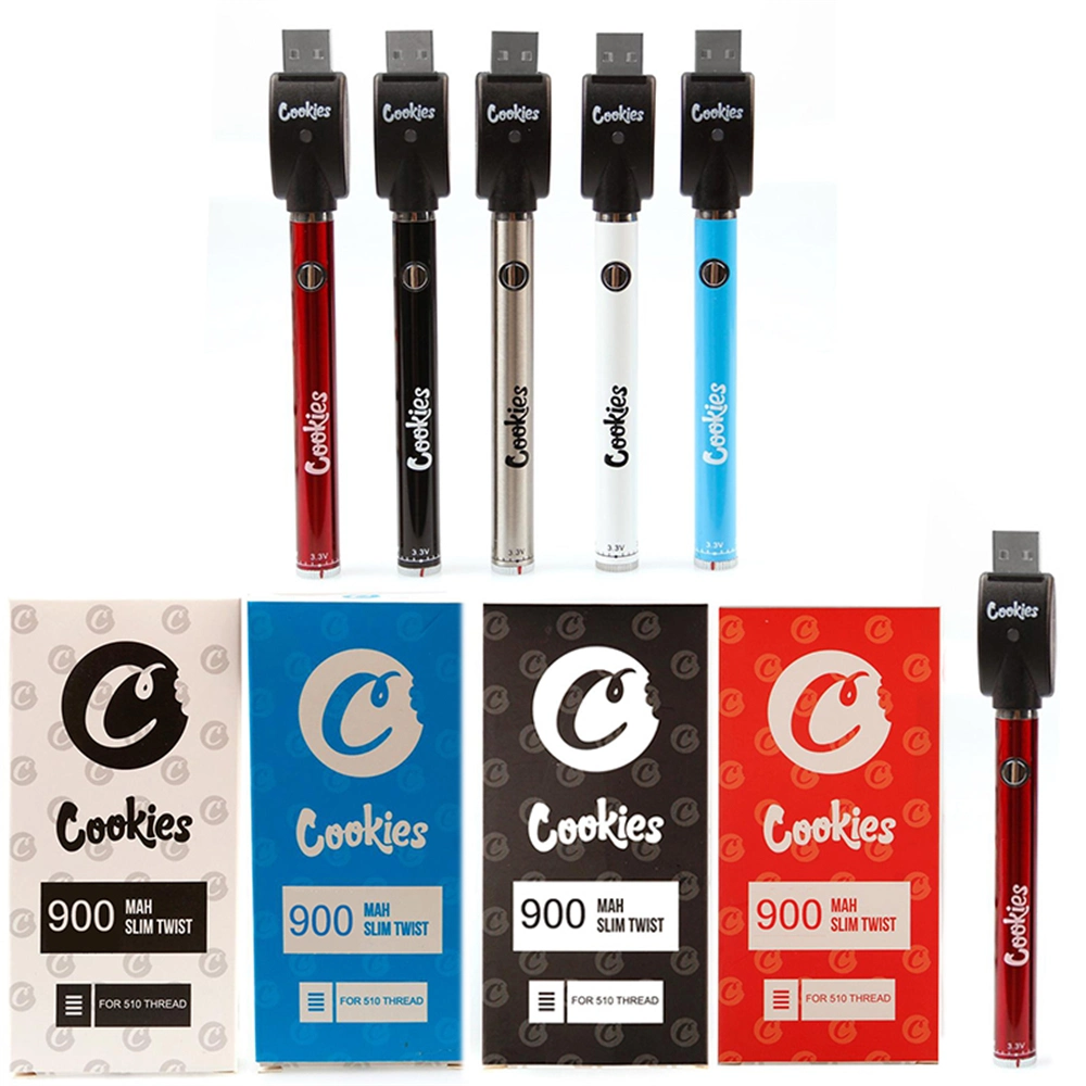 Bulk Cookies Twist 900mAh 510 Threaded Slim Adjusted Voltage Ecigarette Starter Kits with Bag