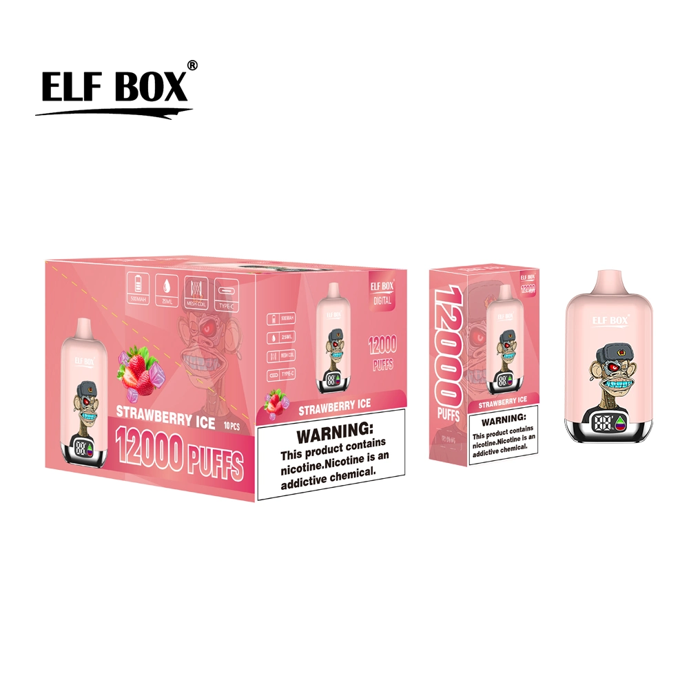 China Top Disposable Vape Bar Elf Box Digital 12000 Puffs Rechargeable Battery 500mAh Electronic Cigarette