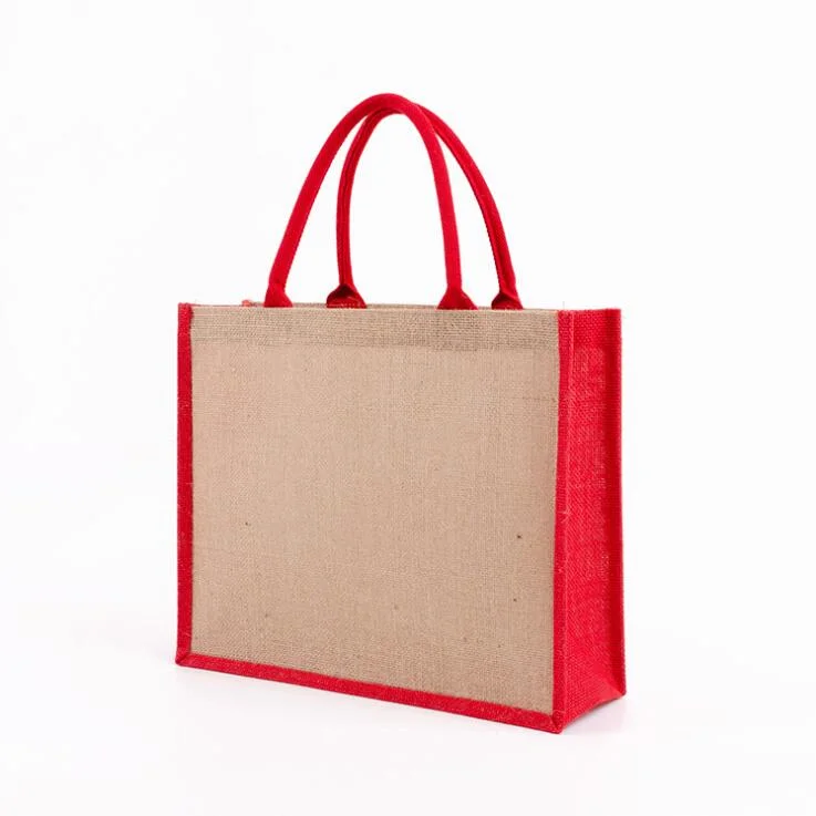 Custom Logo China Wholesale Eco Large Burlap Hemp Gift Shopping Beach Tote Jute Bag