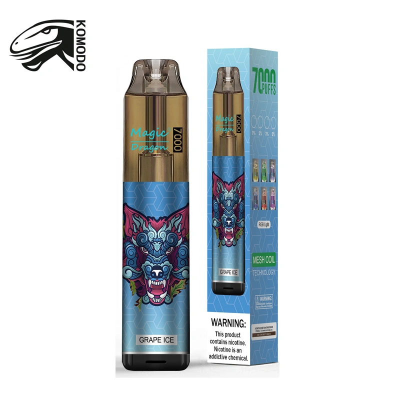 Magic Dragon Disposable Vapes 7000 Puffs Nicotine 6 Colors RGB Light Tobacco License Company