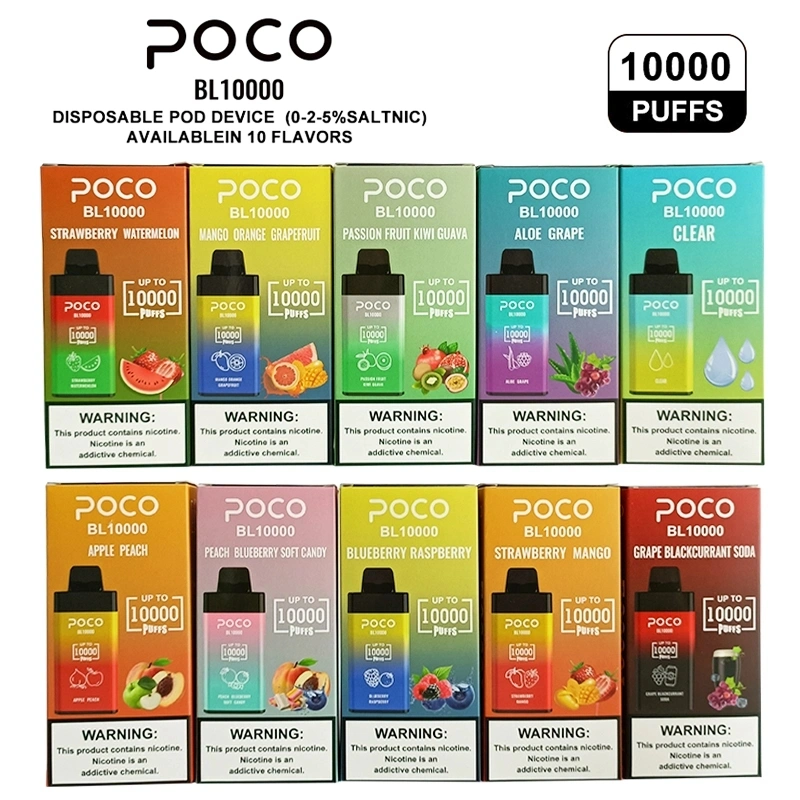 EU USA Warehouse Original 10000 Puffs Disposable Vape Poco Bl10000 Electronic Cigarette Vape Pen Rechargeable Airflow Adjustable 20ml 10 Flaovrs