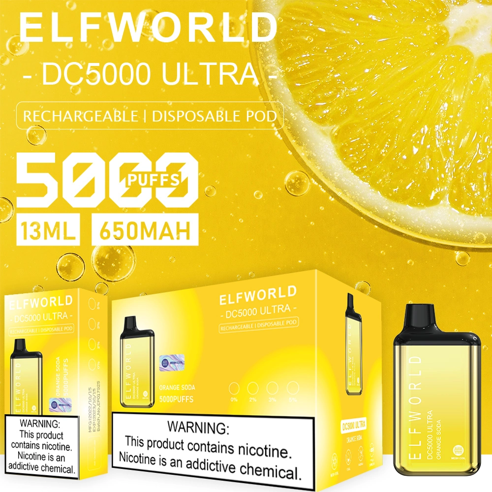 Elf World DC5000 Ultra Disposable Vape Pod Electric Cigarettes 800 Lux Fast Delivery Customized 6000 Puffs Fast Delivery Customized 6000 Puffs