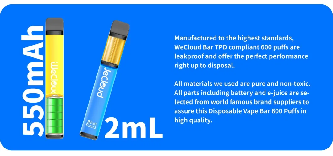 OEM Factory Wholesale EU Tpd Vape Pen Custom Brand Logo E Cigarette 2% Nicotine Free Disposable Vape 600 800 Puffs