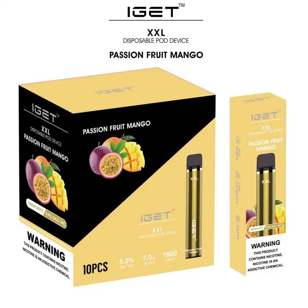 Wholesale Iget XXL Vape Pen 22 Flavors 1800 Large Puffs Disposable Hot Sale Ecigarette Vaporizer Pod Starter Kit