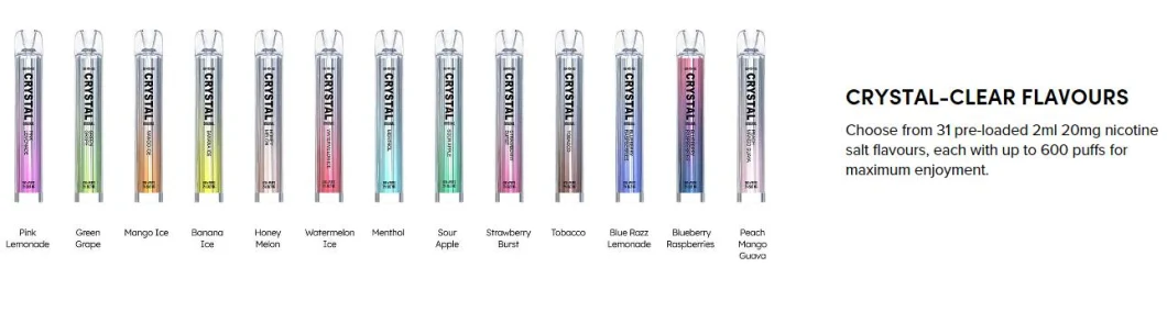 Fresh Menthol Mojito Wholesale I Vape Crystal Bar 600 Puffs 600 Disposable Vape 2% Capacity 2ml with 600 Puffs Extra Vape Pen Hookah