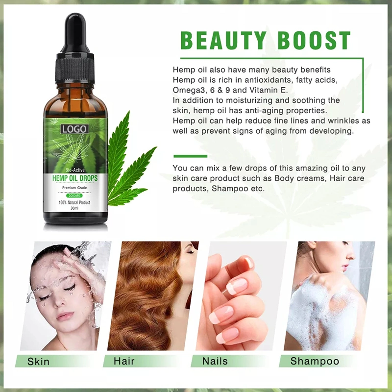 OEM Private Label Relieve Stress Pain Improve Sleep Essential Oil Natural Organic Pure Edible Hemp Seed Oil