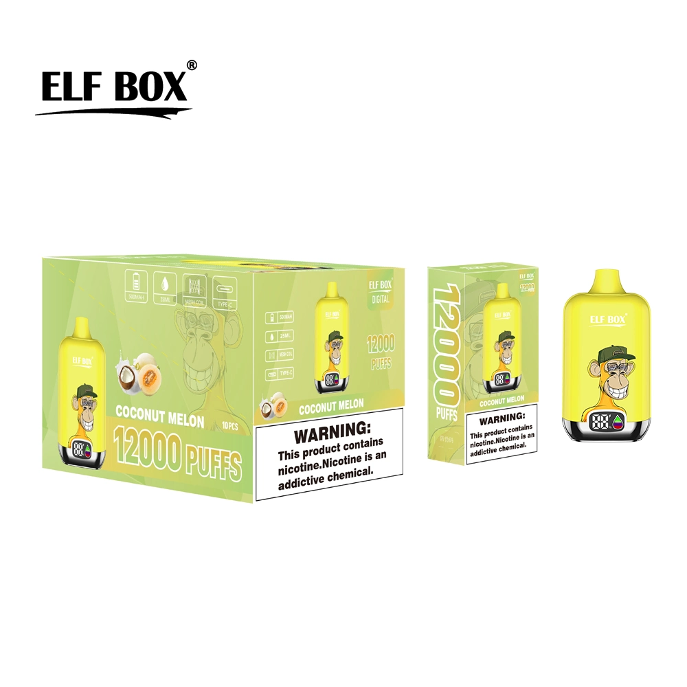 China Top Disposable Vape Bar Elf Box Digital 12000 Puffs Rechargeable Battery 500mAh Electronic Cigarette