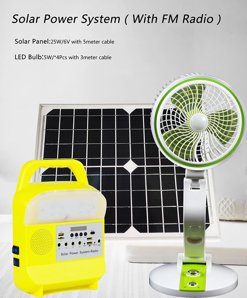 25 Watt Mobile Home Solar Lighting System with Radio and USB Charging Port Solar Light