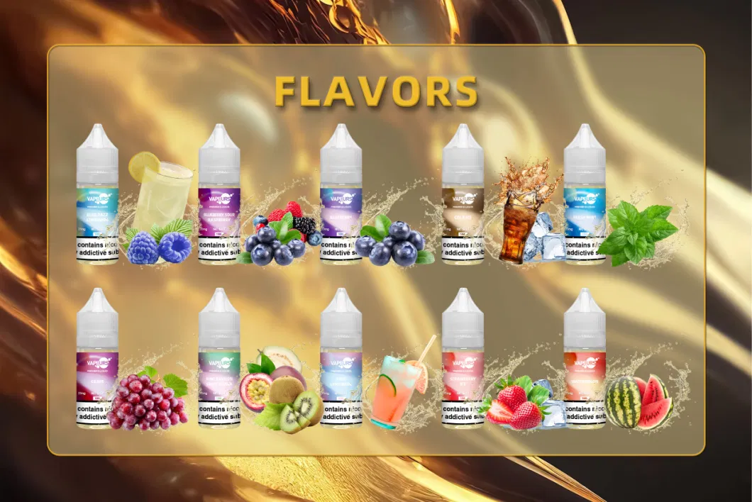 High Quality Natural Electronic Cigarette Disposable Vape Nicotine Salt Vape Juice Concentrated Fruit Flavors