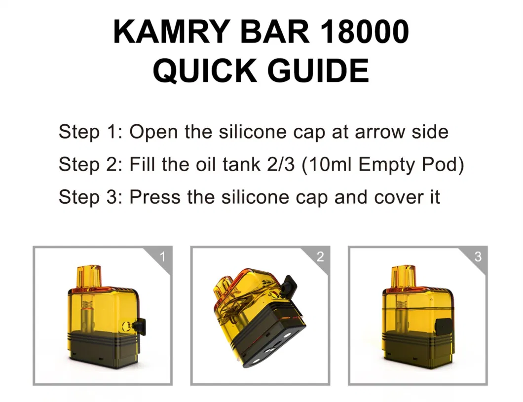 Kamry Bar Wholesale Vapes E-Cigarette 18000 Puff 10ml Pod Capacity Elf/Bar Empty Vape Refillable/ Disposable Vaporizer