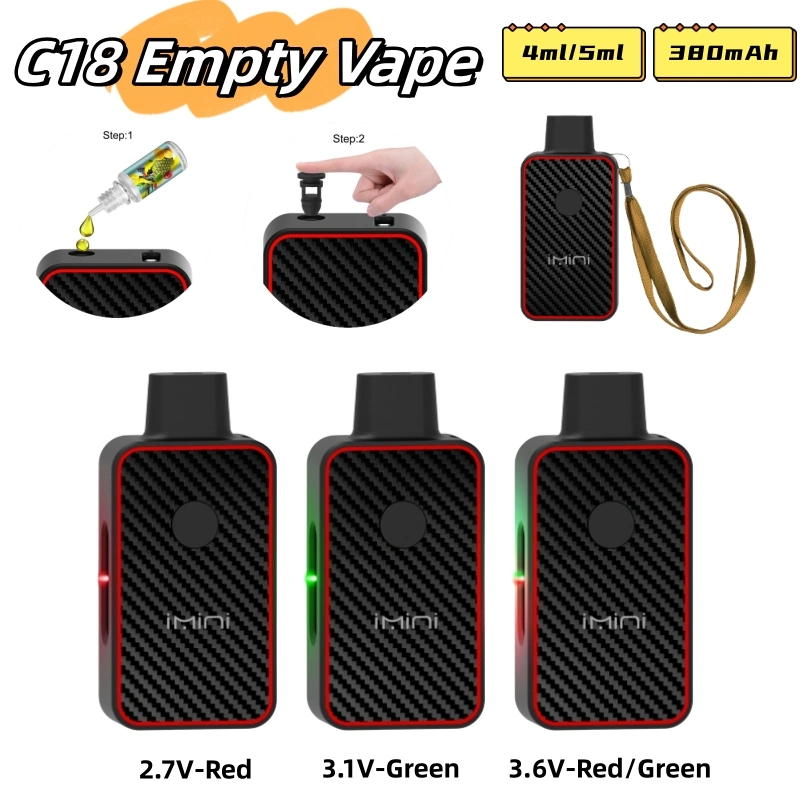 Wholesale Imini OEM Empty Diposable Vape 4ml 5ml Thick Oil Flat Tip Ceramic Coil E CIGS Diposable Pen Rechargeable Device Pods 380mAh Visual Vape Pen