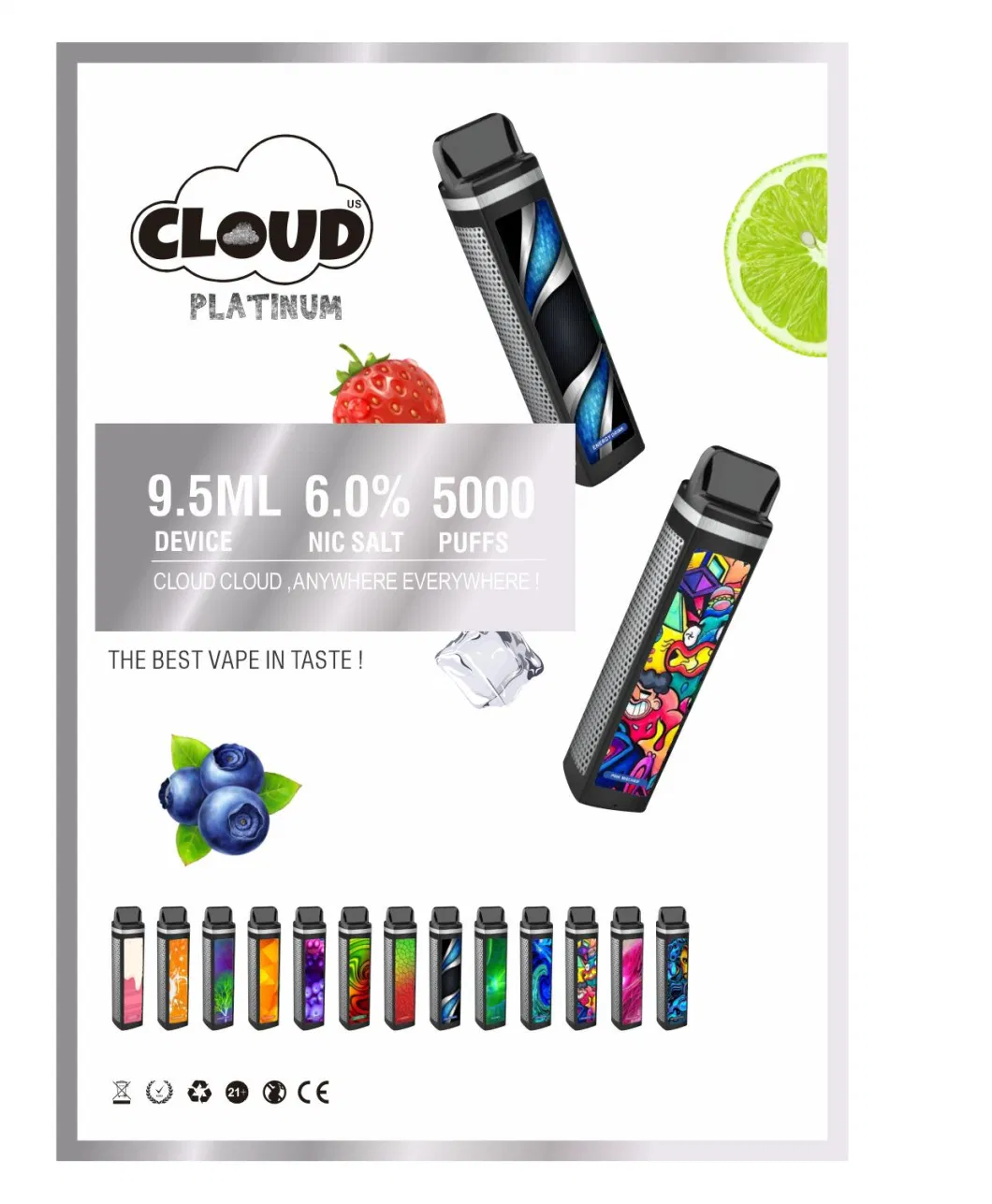 5000puff 9ml Electronic Cigarette 2021 Unique Wholesale Original Flavor Disposable Vape