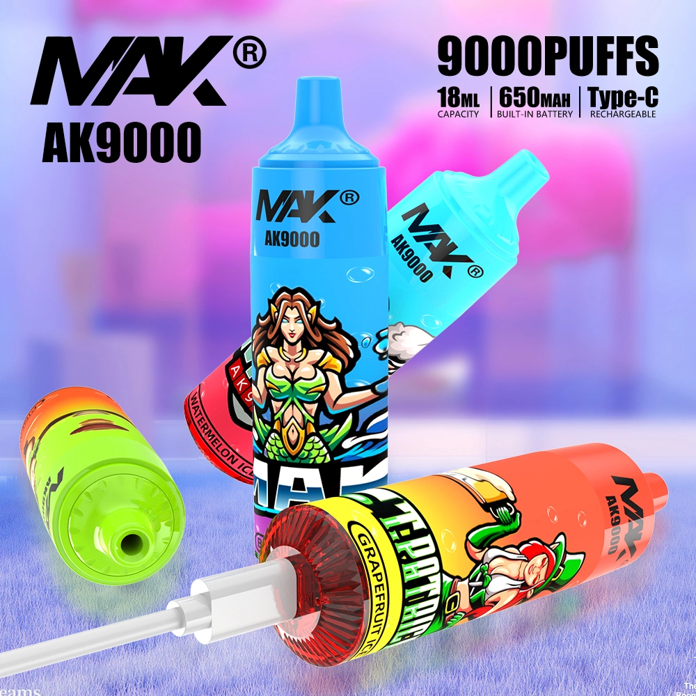 Mak Vape China Shenzhen Original Factory Ak9000 Puffs Bottom LED Flash Light Randm Disposable Vape Pen