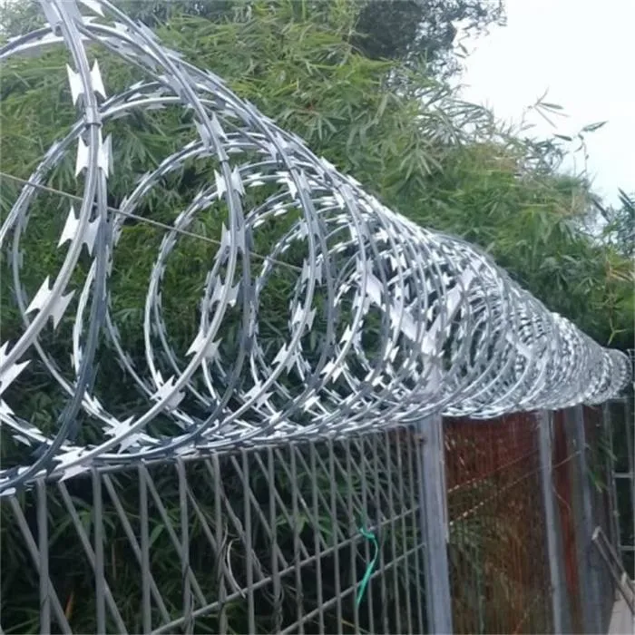 Razor Wire 250FT, Galvanized Bto-22 Razor Wire Fence Stretched Ribbon Barbed Wire Coils for Farm, Fence, Garden