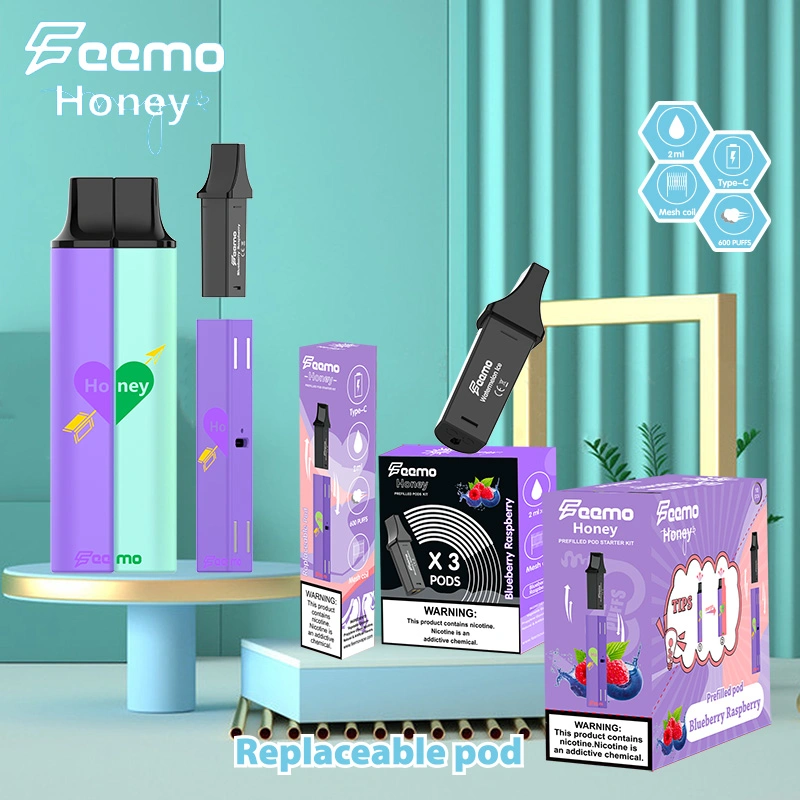 Feemo Disposable Honey Vapor 2ml Pod Cartridge Feemo Vape E-Cigarette Starter Kits with Tpd